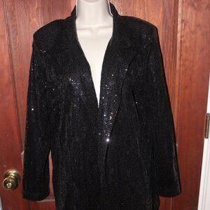 Black Sequin Blazer with Notched Collar